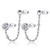 Chain Stud Earrings 925 Sterling Silver Tiny Ball Pierced Chain Earrings for Women CZ Chain Earrings