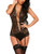 ADOME Women Sexy Lingerie Set Lace Teddy Babydoll Bodysuit Chemise Nightwear Black Medium