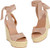 Womens Espadrille Platform Wedge Heel Peep Toe Ankle Strap Slingback Sandals Khaki