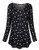 Womens Long Sleeve V Neck Henley Blouse Loose Fit Casual Pleated Buttons up Tunic Tops Basic Shirt-Black