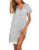 Ekouaer Sleepwear Womens Casual V Neck Button Down Lace Nightshirt Short Sleeve Nightgown