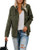 Womens Military Jacket Zip Up Snap Buttons Lightweight Utility Anorak Field Safari Coat Outwear Army Green