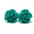 Large Rose Earrings on Plastic Posts for Metal Sensitive Ears  Teal Green