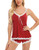 ARANEE Womens Pajamas Set Sexy Sleepwear Cami and Short Set Lace Nightgowns Wine Red