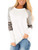 HARHAY Womens Leopard Print Color Block Tunic Round Neck Long Sleeve Shirts Striped Causal Blouses Tops White M
