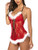 ADOME Christmas Lingerie for Women Red Santa Babydoll Sexy Lace Chemise X-Large