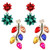 NLCAC Christmas Earrings for Women Girls Red Green Christmas Bow Drop Earrings Crystal Twinkle Bulbs Santa Earrings Holiday Jewelry -Christmas Bow N L