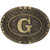 Exos Oval Western Brass Cast Filigree Rope Border Initial Belt Buckle -G-
