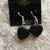 Natural Black Onyx Gemstone Heart Sterling Silver Dangle Earrings