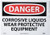 NMC D424PB DANGER - CORROSIVE LIQUIDS WEAR PROTECTIVE EQUIPMENT Sign - 14 in_ x 10 in_ PS Vinyl Danger Signage BlackWhite on WhiteRed