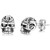 Stainless Steel Gothic Skull Death Halloween Biker Cocktail Party Stud Earrings Silver