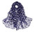 Print Silk Feeling Scarf Fashion Scarves Lightweight Shawl Scarf Sunscreen Shawls for Womens Navy Blue 1