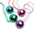 12 - Assorted Color Plastic Disco Ball Necklaces