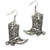 Vintage Silver Tone RechicGu Western Wild West Cowgirl Texas Boots Spur Rodeo Fancy Dress Costume Dangle Earrings