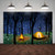 5x3ft Forest Campfire Night Photo Backdrop Enchanted Night Star Backdrop for Photography Tent Camping Dark Sky Shining Stars Bonfire Banner Decorations Mountain Trip Background Photo Booth Props