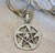 Pewter Witch Broom Pentagram Pagan Wiccan Pentacle Halloween Keychain Key Tag