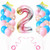 Kiwochy 2nd Birthday Decorations Kit 2nd Birthday Party Supplies Set Girl Two Birthday Decoration Two Birthday Balloon Number 2 Foil Balloon for Girl Birthday Anniversary Ceremony