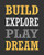 Posterazzi Collection Build Explore Play Dream Poster Print by Tamara Robinson 8 x 10