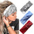 Fashband Women Headbands 3 PCs Boho Criss Cross Head Wrap Hair Band Elastic Turban Hair Band Yoga Running Sports Workout Headwraps for Girls Printing A
