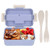 Supplim Bento Box For Kids and Adults With 3 CompartmentWheat Fiber Lunch Box Leak Proof Lunch Container With Spoon   Fork Blue