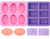 Acerich 2 Pack 6-Cavity Silicone Soap Molds Rectangle   Oval Soap Making Molds for Pudding Muffin Loaf Brownie Cornbread and Cheesecake Pink Purple