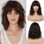 Baruisi Short Curly Wavy Bob Wig Dark Brown Synthetic Natural Looking Cosplay Hair Wig with Bangs for Women Girls