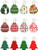 12 pairs Christmas Faux Leather Earrings for Women Girls Christmas tree Earring Teardrop Dangle Earrings Petal Drop Earrings Jewelry Green and Red Style