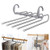 WAOU Massy Pants Hangers Multi-Layer Hanging Pants 5 in 1 Pants Rack Stainless Steel Pants Hangers Folding Storage Rack Space Saver Storage for Trousers Scarf Tie Belt Adjustable Gary 1 Pack