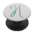 Silver Light Blue Initial Letter H On Silver White PopSockets PopGrip Swappable Grip for Phones   Tablets