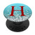 Red Initial Letter H On Silver Light Blue PopSockets PopGrip Swappable Grip for Phones   Tablets