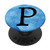 Black Pattern Initial Letter P On Blue Ocean Watercolor PopSockets PopGrip Swappable Grip for Phones   Tablets