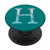Silver Light Blue Initial Letter H On Dark Teal PopSockets PopGrip Swappable Grip for Phones   Tablets