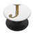 Yellow Leopard Pattern letter J Phone Grip On a White PopSockets PopGrip Swappable Grip for Phones   Tablets