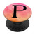 Black Pattern Initial Letter P On Pink Orange Watercolor PopSockets PopGrip Swappable Grip for Phones   Tablets