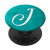 Silver White Letter J Initial Phone grip Vintage Teal PopSockets PopGrip Swappable Grip for Phones   Tablets