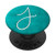 Silver White Letter J Initial Phone grip Vintage Teal PopSockets PopGrip Swappable Grip for Phones   Tablets