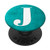 Silver White Letter J Initial Phone grip Vintage Teal PopSockets PopGrip Swappable Grip for Phones   Tablets