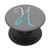 Silver Light Blue Initial Letter H On Light Grey PopSockets PopGrip Swappable Grip for Phones   Tablets
