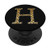 Yellow Leopard Pattern letter H Phone Grip On Black PopSockets PopGrip Swappable Grip for Phones   Tablets