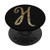 Yellow Leopard Pattern letter H Phone Grip On Black PopSockets PopGrip Swappable Grip for Phones   Tablets