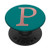 Golden Rose Pink Initial Letter P On Dark Teal PopSockets PopGrip Swappable Grip for Phones   Tablets