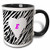 3dRose mug_40819_4 "White Heart With Letter E On Zebra" Two Tone Black Mug, 11 oz, Multicolor