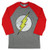 Officially Licensed DC Comics The Flash Mens Distressed Logo Raglan Tee Small