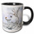 3dRose Winter Landscape Bird Snow Ice Bush Two Tone Mug 11 oz Black