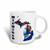 3dRose mug_58743_1"Michigan state flag in the outline map and letters for Michigan" Ceramic Mug, 11 oz, Multicolor
