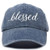 DALIX Blessed Womens Baseball Cap Soft Cotton Dad Hat in Washed Denim Navy Blue