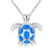 Opal Gem Sterling Silver Plated Turtle Necklace Created Blue Opal Turtle Pendant Sea Turtle Opal Jewelry for Women
