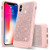 UrbanDrama iPhone Xs Case, iPhone X Case, Slim Sparkly Glitter Hybrid TPU Shockproof Protective Cover Case for iPhone X 2017 / iPhone Xs 2018 5.8 inch, Rose Gold