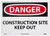 NMC D491RB OSHA Sign Legend DANGER - CONSTRUCTION SITE KEEP OUT 14 Length x 10 Height Rigid Plastic RedBlack on White