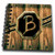 3D Rose Elegant Faux Gold and Wood Grain Monogram Letter B Mini Notepad